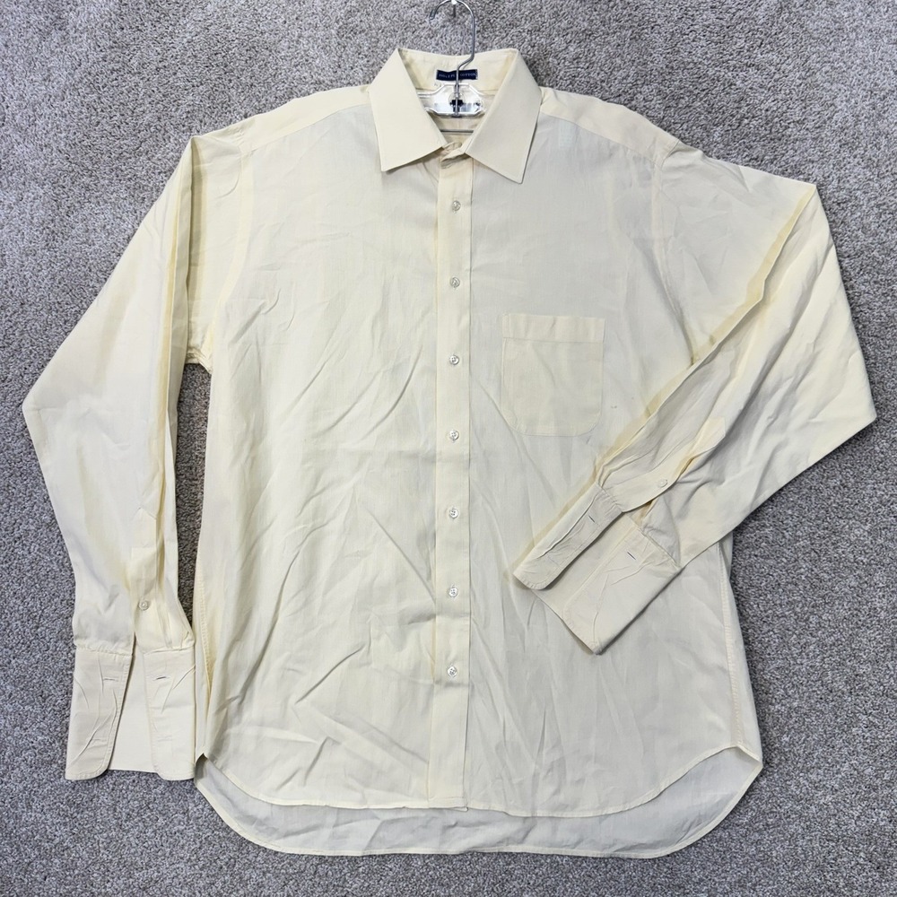 Burberry London Shirt Mens 16.5 36 Dress Yellow French Cuff Striped Cotton USA